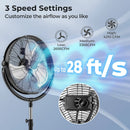 20 Inches High Velocity Pedestal Fan with 3 Speeds and Adjustable Height-Black by LJGDeals