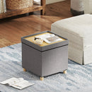 18 Inches Ottoman with Storage and Rubber Wood Legs-Gray by DirectDeals