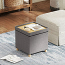 18 Inches Ottoman with Storage and Rubber Wood Legs-Gray by LJGDeals