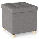 18 Inches Ottoman with Storage and Rubber Wood Legs-Gray by DirectDeals