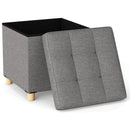 18 Inches Ottoman with Storage and Rubber Wood Legs-Gray by LJGDeals