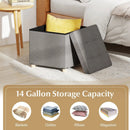 18 Inches Ottoman with Storage and Rubber Wood Legs-Gray by LJGDeals