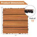 18 Pieces 12 x 12 Inch Interlocking Deck Tiles for 1.7„é° Total Splicing Area-Brown by DirectDeals