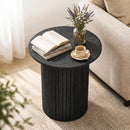 18" Round Fluted Side Table with Pedestal Drum Base