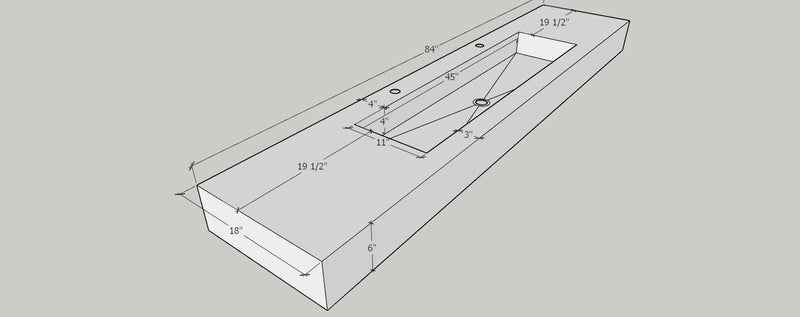 White Quartz Large Bathroom Trough Sink Wall Mount Contemporary Design, photo 13 of 13
