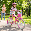 Kids Bike 18-Inch with Training Wheels and Basket Rose Red