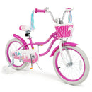 Kids Bike 18-Inch with Training Wheels and Basket Rose Red