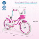 Kids Bike 18-Inch with Training Wheels and Basket Rose Red