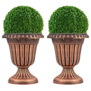 18 inch Tall Vintage Planters Set of 2 with Pedestal Base and Pre-marked Drain Hole
