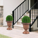 18 inch Tall Vintage Planters Set of 2 with Pedestal Base and Pre-marked Drain Hole