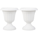 18 inch Tall Vintage Planters Set of 2 with Pedestal Base and Pre-marked Drain Hole
