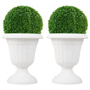 18 inch Tall Vintage Planters Set of 2 with Pedestal Base and Pre-marked Drain Hole