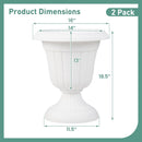18 inch Tall Vintage Planters Set of 2 with Pedestal Base and Pre-marked Drain Hole
