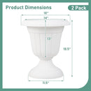 18 inch Tall Vintage Planters Set of 2 with Pedestal Base and Pre-marked Drain Hole by LJGDeals