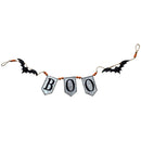 Iron Boo Banner With Bats, For Halloween Holiday Decor - Black / Gray / Orange