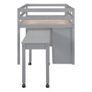Loft Bed With Retractable Writing Desk And 4 Drawers, With Lateral Portable Desk And Shelves by HouseOfZazla