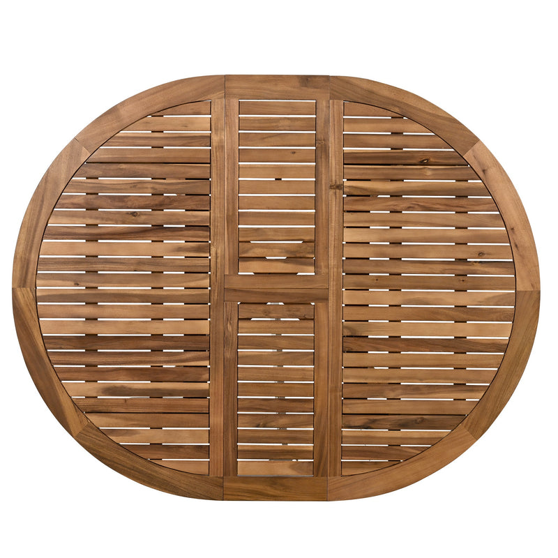 TOPMAX Modern 5-Piece Patio Extendable Wooden Dining Table Set, 12inch Butterfly Leaf Foldable Round Kitchen Table Set with 4 Rattan Arm Chairs for Backyard,Balcony, Garden, Poolside, Natural