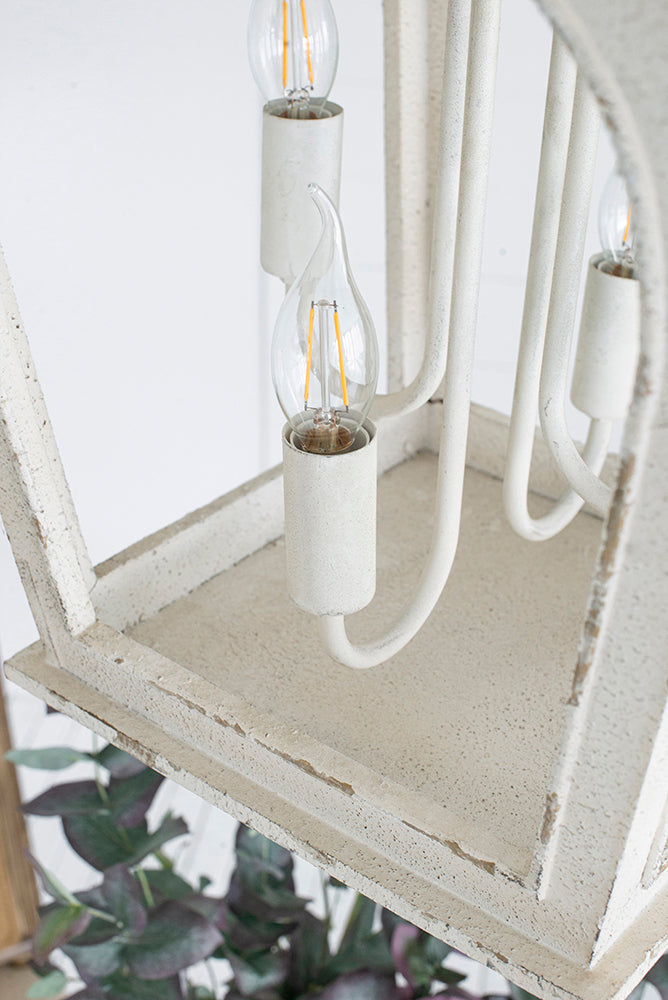 4 - Light Wood Chandelier, Hanging Light Fixture with Adjustable Chain for Kitchen Dining Room Foyer Entryway, Bulb Not Included