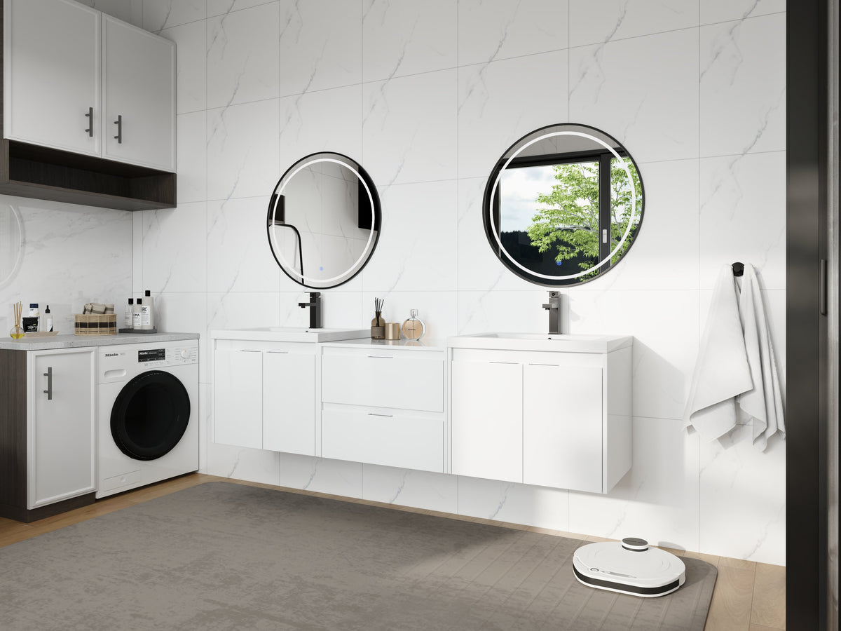 72" Bathroom Vanity With Resin Sink, Soft Close Doors, and 1-Side Cabinet, photo 4 of 10