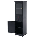 Tall Bathroom Storage Cabinet With Glass Doors, Free-Standing, Two Drawers, And Adjustable Shelves, Board, Painted Perfect For Displaying Your Favorite Items by HouseOfZazla