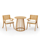 Outdoor 3 Pieces Dining Set With Cushions - Teak Wood by HouseOfZazla