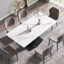 Modern Artificial Stone Straight Edge Metal X Leg Dining Table, 6 People by Unique Piece Furniture