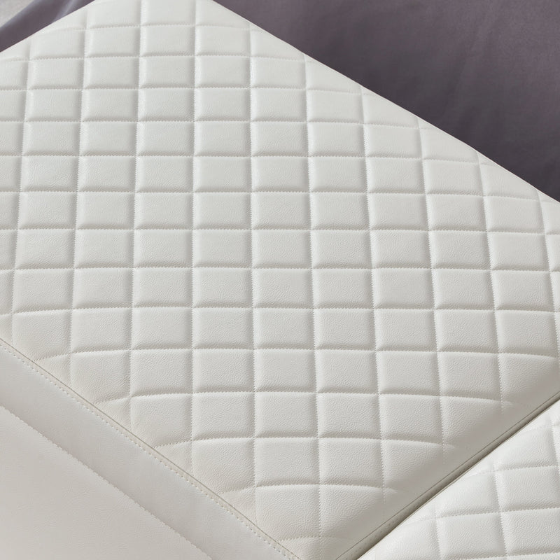 56.7" Bed Bench with Storage White Leather