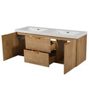 Double Sink Bathroom Vanity Soft Close Doors, Divided Drawers, Wall Mounted - Wood by HouseOfZazla