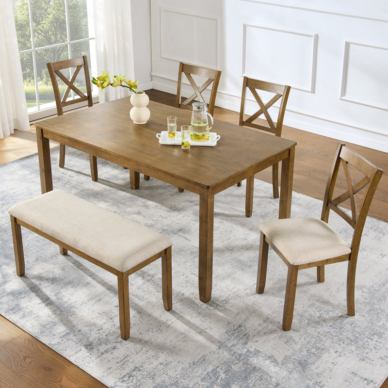Oak Finish 6-Piece Dining Table Set, photo 2 of 10