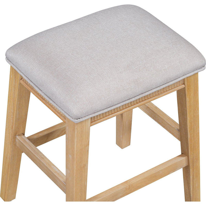 TREXM 4-Piece Dining Table Set for 3, Retro Kitchen Table and Chairs Set with 3 Storage Drawers, Ideal for Small Spaces (Natural)