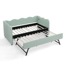 Cozy Gingham Daybed with Trundle Twin Size Sofa Bed No Box Spring Needed