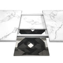 Rectangle Dining Table With Stretchable Top, X Shape Mdf Legs With Steel Base - White / Black by HouseOfZazla