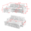 78.75" Reclining Sofa, Pull-Out Sofa Bed with USB and tape-c charging ports, L-Shaped Sectional Sofa with Reclining Storage and Arm Side Organizer Pocket Features, Living Room Comfort Sofa