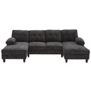 U-Shaped Sectional Sofa 103.5" Fabric Couch With Dual Chaise Lounges, Storage Pockets, Armrest Pillows by Unique Piece Furniture
