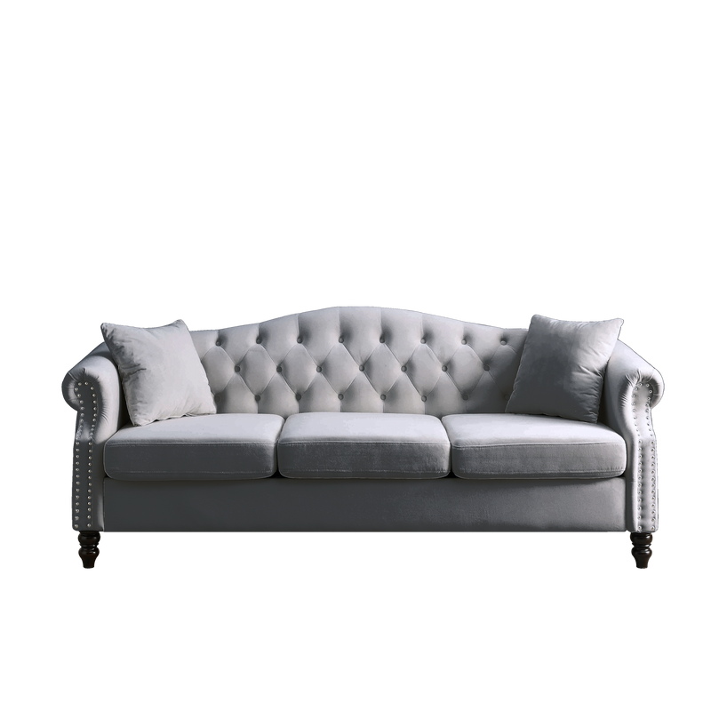 3-seater + 3-seater Combination sofa.Grey Velvet W834S00064
