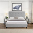 Full Size Upholstered Platform Bed Frame With Tufted Headboard - Gray