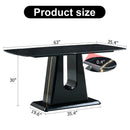 A modern, minimalist, and luxurious table. A black imitation marble tabletop with MDF U-shaped legs. Dining table, computer table. For restaurants and living rooms 63" x 35.4"x 30" F-U