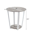 Elysian - Contemporary Round End Table With Shelf - Gray by HouseOfZazla