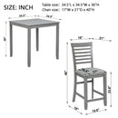 5 Piece Dining Table Set, Wooden Dining Square Table Set For 4, Counter Height Kitchen Table Set With Square Table And 4 Upholstered Chairs - Gray by HouseOfZazla