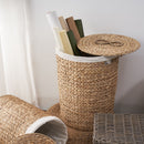 Ludmilla Round Tall Water Hyacinth Woven Wicker Laundry Hamper With Lid - For Clothes, Toys And Book Storage With Removable Liner - 18" X 18" X 23" - Natural Brown by HouseOfZazla