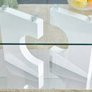 A rectangular modern and fashionable coffee table with tempered glass tabletop and white MDF legs. Suitable for living room.47.2"x25.5"x18"