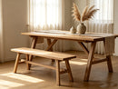 55" Farmhouse Wood Bench - Rustic Solid Wood Dining Room & Entryway Bench