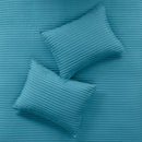 8 Piece Printed Seersucker Comforter and Quilt Set Collection Aqua Full/Queen