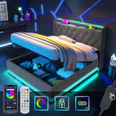 Upholstered Bed, 360 Surround LED Function, Remote Control, Hydraulic Storage Bed With USB, Type-C Charging (Without Mattress) by HouseOfZazla