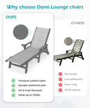 Lounge Chair Outdoor, HDPE Chaise Lounge with Wheels and 5-Position Recliner by HouseOfZazla