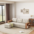 Walker Edison | Linen Pull Out Sectional Sofa with Storage Chaise