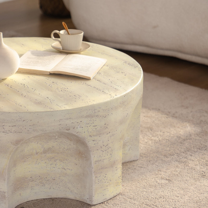 Mgo Modern Minimalist Round Accent Coffee Table, photo 9 of 10