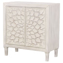 2 Door Accent Cabinet With Floral Carving Storage Furniture - White by HouseOfZazla