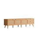 TV Stand, Media Console, 2 Drawers & Cable Management - Natural Wood by HouseOfZazla