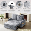 Modern Loveseat Pull Out Sofa Bed With Adjustable Backrest, Two Cup Holders, A Phone Holder, Three Charging Ports And Side Storage Pockets For Living Room by HouseOfZazla